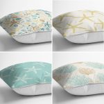 - Rh-K4luSet717-1 - Realhomes  4'lü Deniz Yıldızı Motifli Dijital Baskılı Modern Yastık Kırlent Kılıf Seti Realhomes