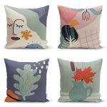 - Rh-K4luSet719 - Realhomes 4'lü Bohem Tasarımlı Dijital Baskılı Dekoratif Yastık Kırlent Kılıfı Seti Realhomes