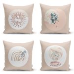 - Rh-K4luSet721 - Realhomes 4'lü Bohem Tasarımlı Dijital Baskılı Dekoratif Yastık Kırlent Kılıfı Seti Realhomes