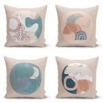 - Rh-K4luSet722 - Realhomes  4'lü Realhomes Özel Tasarım Dijital Baskılı Modern Yastık Kırlent Kılıfı Seti Realhomes