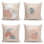 - Rh-K4luSet723 - Realhomes 4'lü Realhomes Özel Tasarım Dijital Baskılı Modern Yastık Kırlent Kılıfı Seti Realhomes