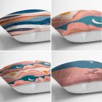 - Rh-K4luSet724-1 - Realhomes  4'lü Dağ ve Ay Tasarımlı Dijital Baskılı Dekoratif Yastık Kırlent Kılıfı Seti Realhomes