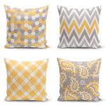 4'lü Realhomes Özel Tasarım Dijital Baskılı Modern Yastık Kırlent Kılıfı Seti Realhomes