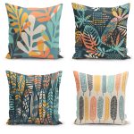 - Rh-K4luset322 - Realhomes 4'lü Dijital Baskılı Özel Tasarım Dekoratif Yastık Kırlent Kılıfı Realhomes