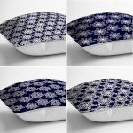 - Rh-K4luset356-1 - Realhomes 4'lü Renkli Zemin Üzerinde Kartanesi Desenli Modern Yastık Kırlent Kılıf Seti Realhomes