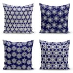 - Rh-K4luset356 - Realhomes 4'lü Renkli Zemin Üzerinde Kartanesi Desenli Modern Yastık Kırlent Kılıf Seti Realhomes