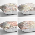 4'lü Renkli Zemin Üzerinde Yaprak Desenli Modern Yastık Kırlent Kılıf Seti Realhomes