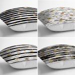 - Rh-K4luset371-1 - Realhomes 4'lü Beyaz Zemin Üzerinde Gold Detaylı Yaprak Desenli Modern Yastık Kırlent Kılıf Seti Realhomes