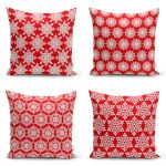 4'lü Renkli Zemin Üzerinde Kartanesi Desenli Modern Yastık Kırlent Kılıf Seti Realhomes