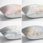 - Rh-K4luset379-1 - Realhomes 4'lü Renkli Zemin Üzerinde Geometrik Çizimli Modern Yastık Kırlent Kılıf Seti Realhomes