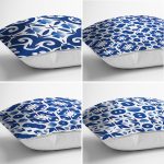 - Rh-K4luset383-1 - Realhomes 4'lü Beyaz Zemin Üzerinde Renkli Geometrik Desenli Modern Yastık Kırlent Kılıf Seti Realhomes