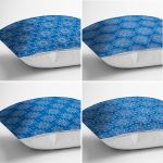 - Rh-K4luset385-1 - Realhomes 4'lü Mavi Zemin Üzerinde Kartanesi Desenli Modern Yastık Kırlent Kılıf Seti Realhomes