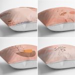 - Rh-K4luset389-1 - Realhomes 4'lü Renkli Zemin Üzerinde Onedraw Çizimli Modern Yastık Kırlent Kılıf Seti Realhomes