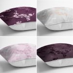 4'lü Renkli Zemin Üzerinde Yaprak Desenli Modern Yastık Kırlent Kılıf Seti Realhomes