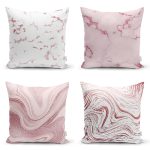 - Rh-K4luset399 - Realhomes 4'lü Renkli Zemin Üzerinde Soyut Desenli Modern Yastık Kırlent Kılıf Seti Realhomes