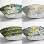 - Rh-K4luset401-1 - Realhomes 4'lü Renkli Zemin Üzerinde Onedraw Çizimli Modern Yastık Kırlent Kılıf Seti Realhomes