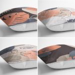 4'lü Renkli Zemin Üzerinde Onedraw Çizimli Bayan Silüeti Modern Yastık Kırlent Kılıf Seti Realhomes