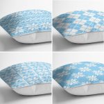 - Rh-K4luset409-1 - Realhomes  4'lü Renkli Zemin Üzerinde Geometrik Çizimli Modern Yastık Kırlent Kılıf Seti Realhomes