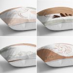 4'lü Renkli Zemin Üzerinde Onedraw Çizimli Modern Yastık Kırlent Kılıf Seti Realhomes