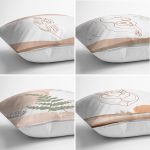 4'lü Renkli Zemin Üzerinde Onedraw Çizimli Modern Yastık Kırlent Kılıf Seti Realhomes