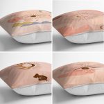 4'lü Renkli Zemin Üzerinde Onedraw Çizimli Modern Yastık Kırlent Kılıf Seti Realhomes