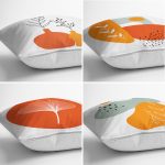 - Rh-K4luset424-1 - Realhomes 4'lü Beyaz Zemin Üzerinde Onedraw Çizimli Modern Yastık Kırlent Kılıf Seti Realhomes