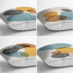 - Rh-K4luset427-1 - Realhomes  4'lü Renkli Zemin Üzerinde Onedraw Çizimli Modern Yastık Kırlent Kılıf Seti Realhomes