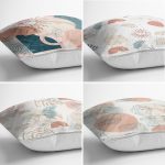 - Rh-K4luset432-1 - Realhomes 4'lü Renkli Zemin Üzerinde Onedraw Çizimli Modern Yastık Kırlent Kılıf Seti Realhomes