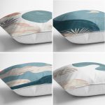 4'lü Renkli Zemin Üzerinde Onedraw Çizimli Modern Yastık Kırlent Kılıf Seti Realhomes