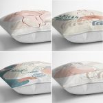 - Rh-K4luset434-1 - Realhomes 4'lü Renkli Zemin Üzerinde Onedraw Çizimli Modern Yastık Kırlent Kılıf Seti Realhomes