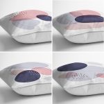 - Rh-K4luset438-1 - Realhomes  4'lü Beyaz Zemin Üzerinde Renkli Geometrik Desenli Modern Yastık Kırlent Kılıf Seti Realhomes