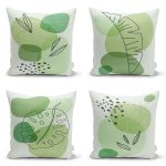 - Rh-K4luset441 - Realhomes 4'lü Renkli Zemin Üzerinde Onedraw Çizimli Modern Yastık Kırlent Kılıf Seti Realhomes