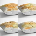 4'lü Renkli Zemin Üzerinde Onedraw Çizimli Modern Yastık Kırlent Kılıf Seti Realhomes