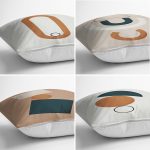 - Rh-K4luset452-1 - Realhomes 4'lü Renkli Zemin Üzerinde Onedraw Çizimli Modern Yastık Kırlent Kılıf Seti Realhomes