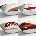 4'lü Beyaz Zemin Üzerinde Onedraw Çizimli  Modern Yastık Kırlent Kılıf Seti Realhomes