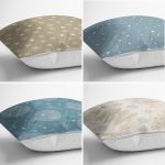 - Rh-K4luset455-1 - Realhomes 4'lü Renkli Zemin Üzerinde Geometrik Çizimli Modern Yastık Kırlent Kılıf Seti Realhomes