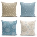 - Rh-K4luset455 - Realhomes 4'lü Renkli Zemin Üzerinde Geometrik Çizimli Modern Yastık Kırlent Kılıf Seti Realhomes