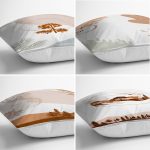 - Rh-K4luset456-1 - Realhomes 4'lü Beyaz Zemin Üzerinde Onedraw Çizimli Ağaç Desenli Modern Yastık Kırlent Kılıf Seti Realhomes