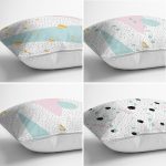 4'lü Beyaz Zemin Üzerinde Siyah Puantiyeli Modern Yastık Kırlent Kılıf Seti Realhomes