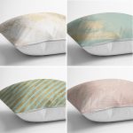 - Rh-K4luset567-1 - Realhomes 4'lü Renkli Zemin Üzerinde Gold Detaylı Mermer Desenli Modern Yastık Kırlent Kılıf Seti Realhomes