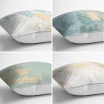 - Rh-K4luset569-1 - Realhomes 4'lü Renkli Zemin Üzerinde Gold Detaylı Mermer Desenli Modern Yastık Kırlent Kılıf Seti Realhomes