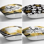 - Rh-K4luset575-1 - Realhomes 4'lü Beyaz Zemin Üzerinde Sonbahar Temalı Modern Yastık Kırlent Kılıf Seti Realhomes