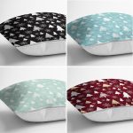 4'lü Renkli Zemin Üzerinde Çamağacı Desenli Modern Yastık Kırlent Kılıf Seti Realhomes