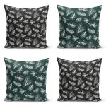 4'lü Renkli Zemin Üzerinde Çamağacı Desenli Modern Yastık Kırlent Kılıf Seti Realhomes