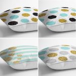 - Rh-K4luset582-1 - Realhomes 4'lü Beyaz Zemin Üzerinde Gold Detaylı Geometrik Desenli Modern Yastık Kırlent Kılıf Seti Realhomes