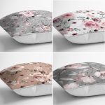 - Rh-K4luset585-1 - Realhomes  4'lü Rengarenk Zemin Üzerinde Çiçek Desenli Modern Yastık Kırlent Kılıf Seti Realhomes