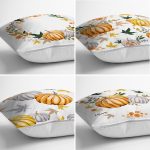 - Rh-K4luset590-1 - Realhomes 4'lü Kabak Desen Dijital Baskılı Modern Yastık Kırlent Kılıfı Realhomes