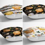 4'lü Kabak Motifli Dijital Baskılı Dekoratif Yastık Kırlent Kılıfı Realhomes