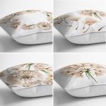 - Rh-K4luset594-1 - Realhomes 4'lü Beyaz Zemin Üzerinde Çiçek Desenli Modern Yastık Kırlent Kılıf Seti Realhomes