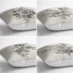 4'lü Renkli Zemin Üzerinde Yaprak Desenli Modern Yastık Kırlent Kılıf Seti Realhomes